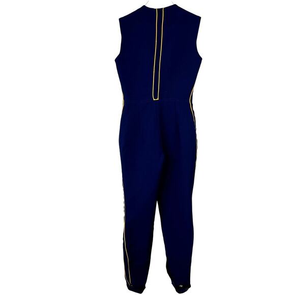 Vintage White Stag Sleeveless Jumpsuit Navy Blue Gold Stirrup Ski Suit XS - Picture 6 of 6